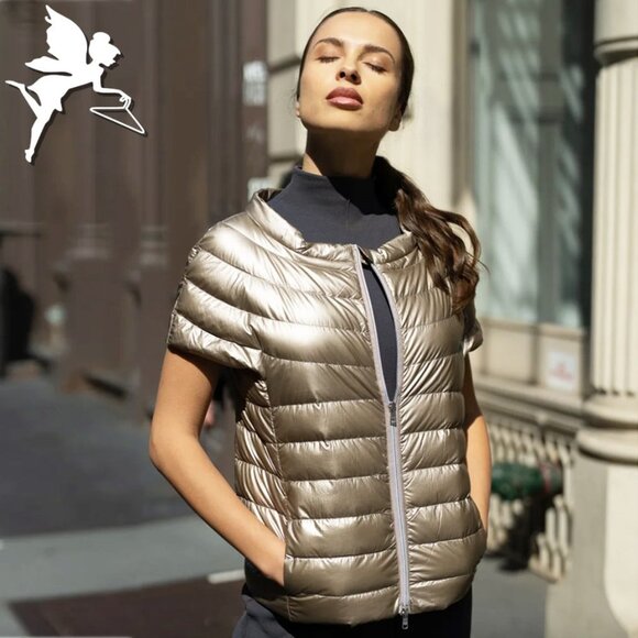 COTES OF LONDON The St. Ives Down Vest in Silvery Aqua - Picture 4 of 10